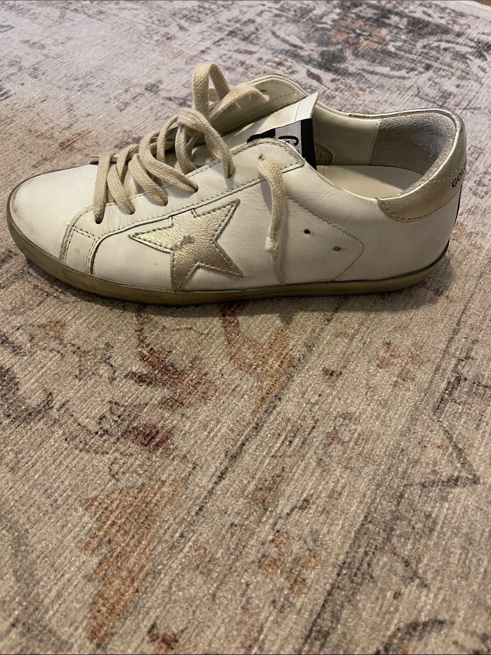 Golden Goose White Leather Sneakers with Gold Star